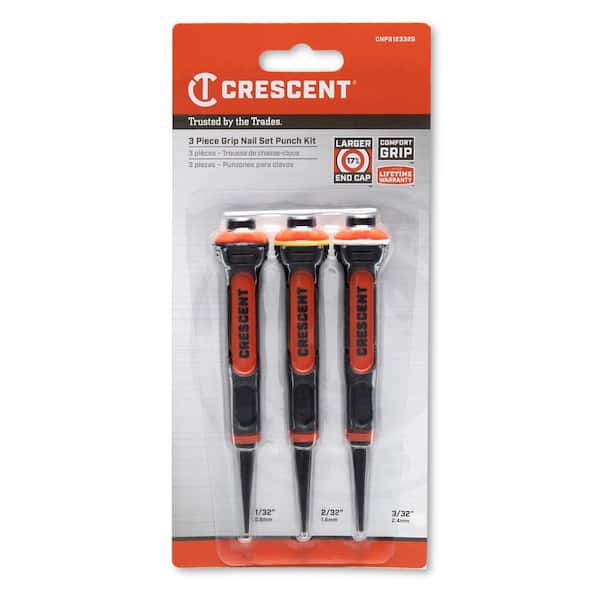 Crescent Dual Material Nail Punch Set (3-Pieces) CNPS12332G - The