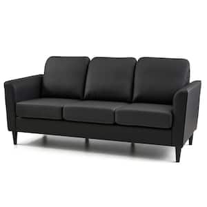 73 in. Flared Arm 3-Seater Removable Cushions Sofa in Black