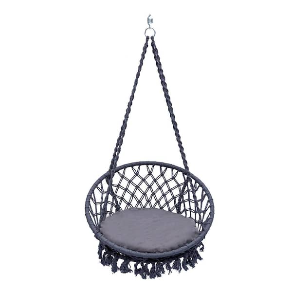 Sol Living Bahia 3.5 ft. Portable Single Polyester Hammock in Grey with Cushion