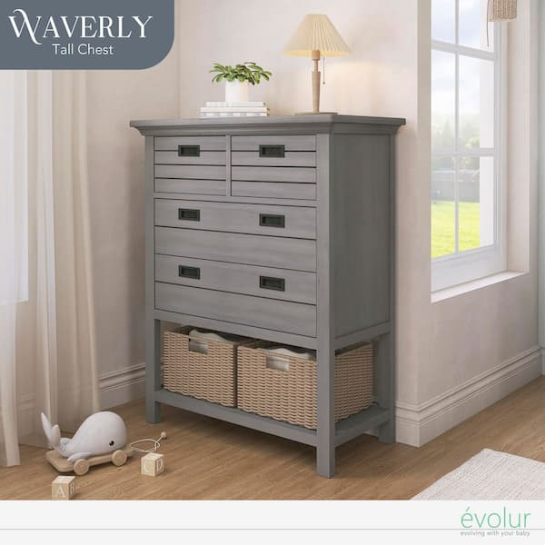 Evolur Waverly 4-Drawer Rustic Grey Chest with Baskets 893-RG