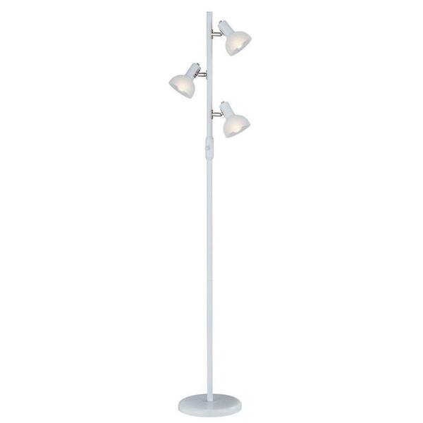 Illumine 3-Light Floor Lamp Frost Glass Shade White Finish-DISCONTINUED