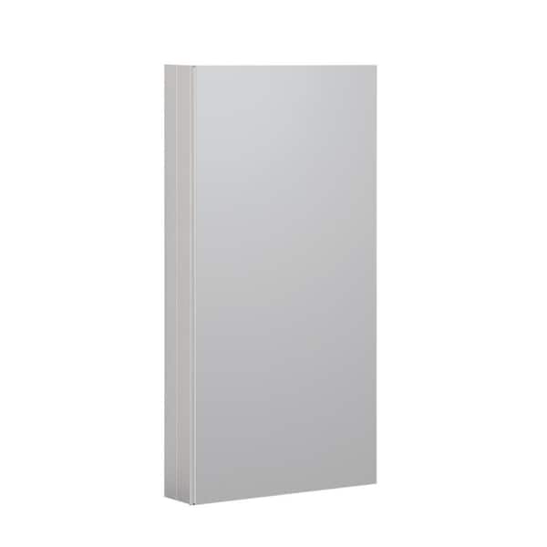 Foremost Reflections 15 in. W x 36 in. H Recessed or Surface Mount Medicine Cabinet in Satin Nickel