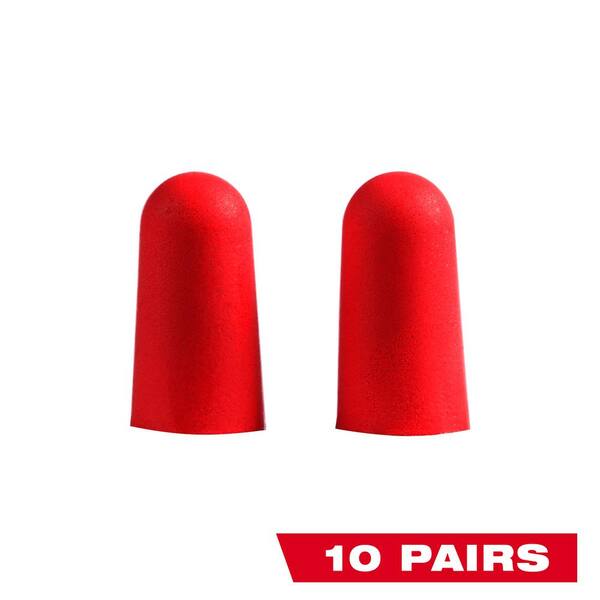 Milwaukee Red Disposable Earplugs (10-Pack) with 32 dB Noise Reduction Rating