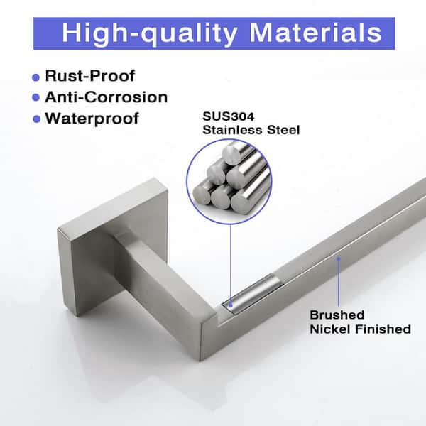 Bath 9 in. Wall Mounted Towel Bar Stainless Hand Towel Bar Towel Holder in Brushed Nickel