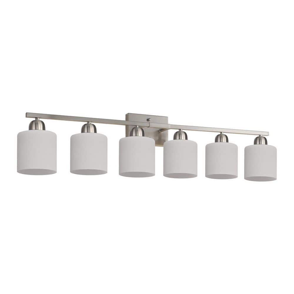 38.2 in. 6-Light Sand Nickel Vanity Light Fixture with Milky White Glass Shades price history on PriceWatchPro
