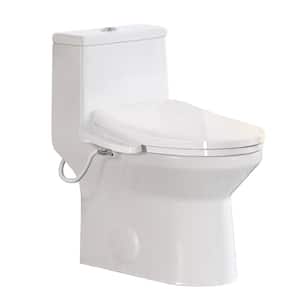 ADA Chair Height Elongated Bidet Toilet Combo Dual Flush 0.8/1.28 GPF in White with Electric Bidet Seat, Warm Air Dryer