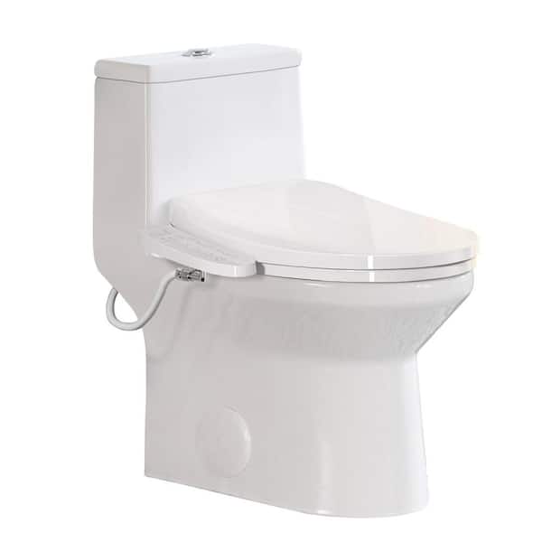 HOROW ADA Chair Height Elongated Bidet Toilet Combo Dual Flush 0.8/1.28 GPF in White with Electric Bidet Seat, Warm Air Dryer