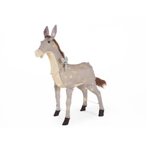 30 in. 60-Light LED Tinsel Donkey Outdoor Christmas Decor