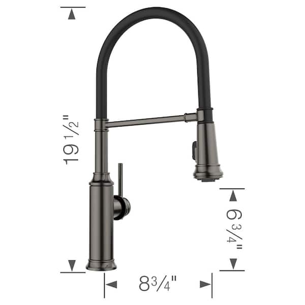 Blanco Empressa Satin Dark Steel 19.5 in. H Pull Down Sprayer
