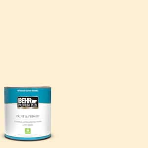 BEHR PREMIUM PLUS 1 gal. #330A-1 Bonnie Cream Flat Low Odor Interior Paint  & Primer 105001 - The Home Depot