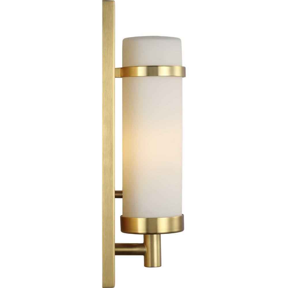Hartwick Satin Brass Dimmable Wall Sconce with Etched Opal Glass