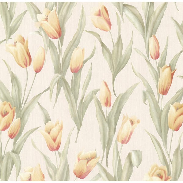 Brewster 56.4 sq. ft. Denning Yellow Satin Tulip Texture Wallpaper