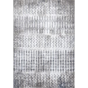 nuLOOM Annie Modern Crosshatch Abstract Light Grey 5 ft. x 8 ft