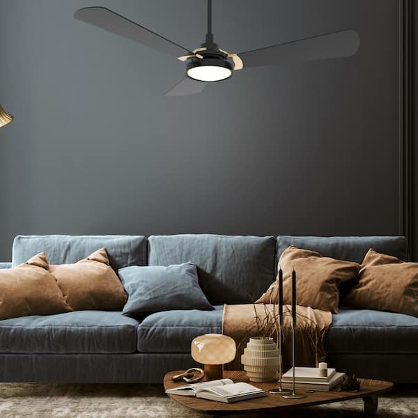 Veter 56 in. Dimmable LED Indoor/Outdoor Black Smart Ceiling Fan with Light and Remote, Works with Alexa/Google Home