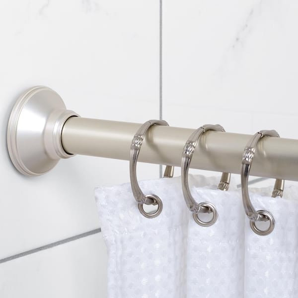 NeverRust 72 in. Aluminum Adjustable Tension Decorative Shower Rod in Satin Nickel