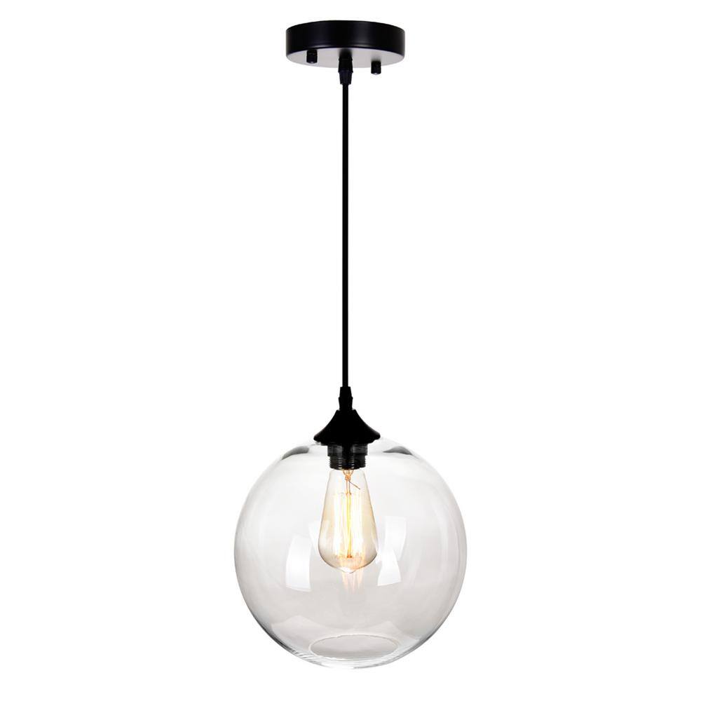 Black and Clear Glass Globe Mini Pendant Light