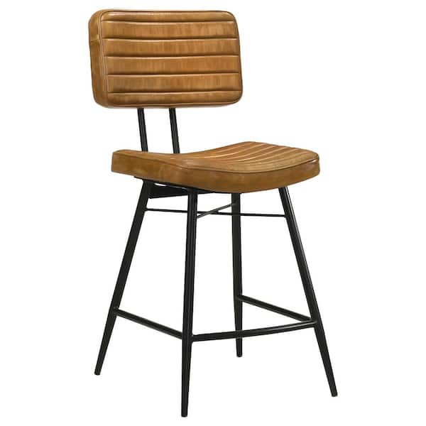 Partridge 39 in. Camel Open Back Metal Frame Counter Height Stools with Footrest (Set of 2)
