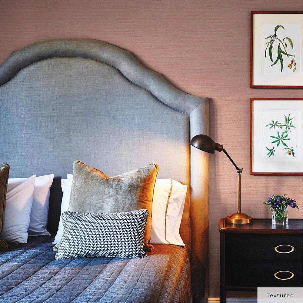 Salmon Faux Grasscloth Peel and Stick Wallpaper, 20.5" x 198"