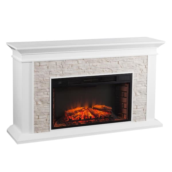Faux Stacked Stone Electric Fireplace, Electric Portable Fireplaces Home Depot
