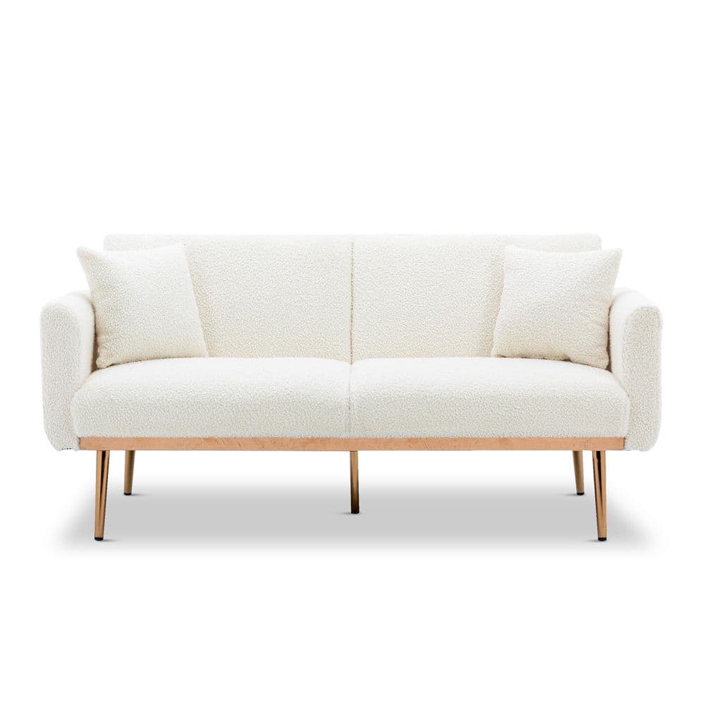 Utopia 4niture Estienne 63.78 in. Wide White Solid Fabric Twin Sofa Bed