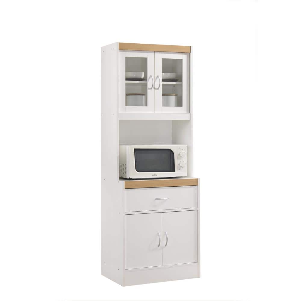 Hodedah China Cabinet White With Microwave Shelf Hikf96 The