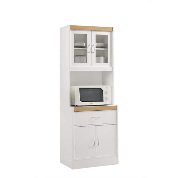 Hodedah China Cabinet White With, Microwave Cabinet Home Depot