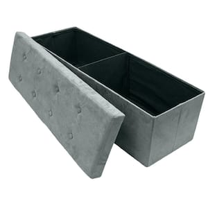 43 in. L x 15 in. W x 15 in. H Gray Collapsible Chest Fabric Bench Storage Box