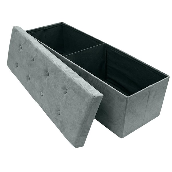 Sorbus 43 in. L x 15 in. W x 15 in. H Gray Collapsible Chest Fabric Bench Storage Box