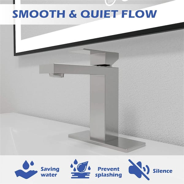 Minimalist Single Handle Single Hole Bathroom Sink Faucet with Drain Include in Brushed Nickel