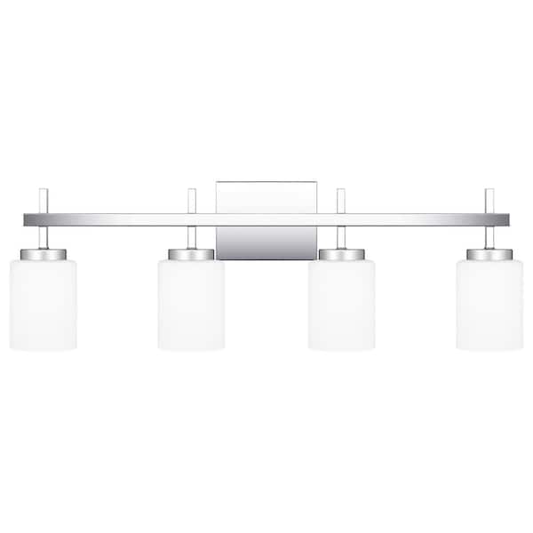 ASHLEY HARBOUR COLLECTION Ezra 31 in. LED 4-Light Polished Chrome Vanity Light