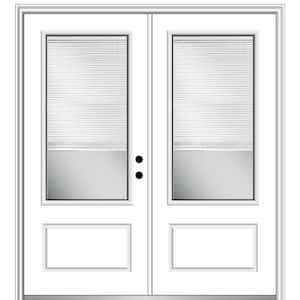 72 in. x 80 in. Internal Blinds Left-Hand Inswing 3/4-Lite 1-Panel Clear Primed Fiberglass Smooth Prehung Front Door