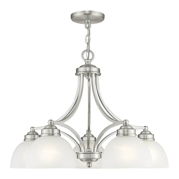 Stonecrest 5-Light Brushed Nickel Chandelier with Satin Glass
