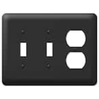 Declan 3 Gang 2-Toggle and 1-Duplex Steel Wall Plate - Black