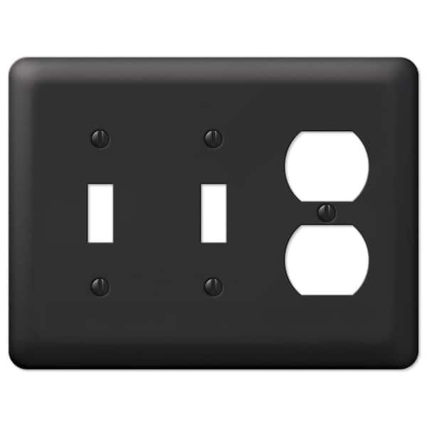 Declan 3 Gang 2-Toggle and 1-Duplex Steel Wall Plate - Black