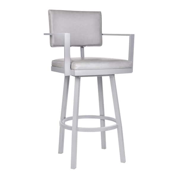 Armen Living Balboa 26 in. Gray Swivel Bar Stool