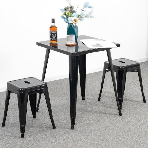 Unbranded 18 Inch Industrial Metal Stools Set of 2, Black