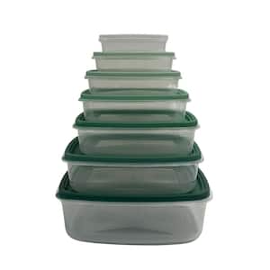 Gradient Green 14-Piece Nested Rectangular Plastic Plastic Food Storage Container Set