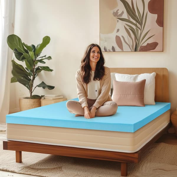 SUBRTEX Medium 2 in. Full Gel Memory Foam Mattress Topper, Protect 