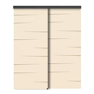 60 in. x 80 in. Hollow Core Beige Stained Composite MDF Interior Double Closet Sliding Doors