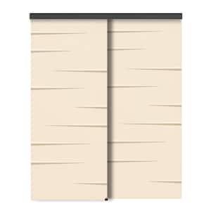 60 in. x 96 in. Hollow Core Beige Stained Composite MDF Interior Double Closet Sliding Doors
