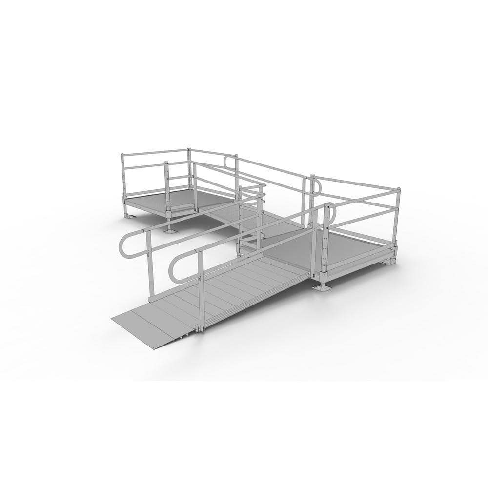 EZ-ACCESS PATHWAY 12 ft. L-Shaped Aluminum Wheelchair Ramp Kit with ...