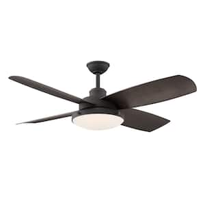 Sunhill 56 in. Integrated LED Indoor/Outdoor Sand Black Ceiling Fan with Light