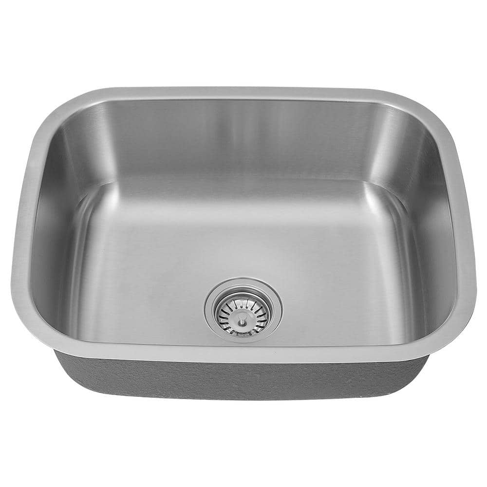 23 in. Drop in/Undermount Single Bowl 18-Gauge Stainless Steel Classic Kitchen Sink -  BWE, A-9KS02-Silver