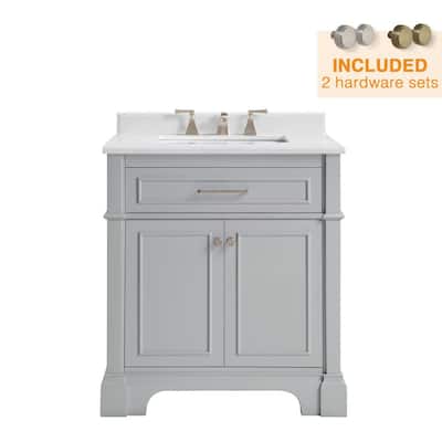 Bath Vanity In Dove Grey, What Size Vanity Top For 30 Inch Cabinet