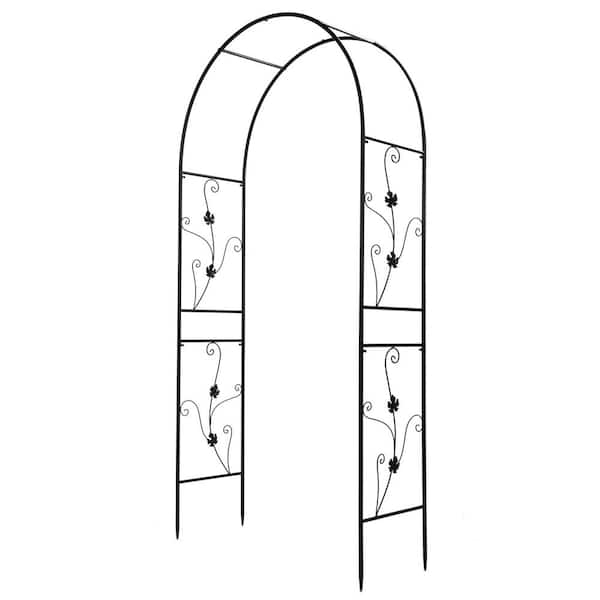 Oyezvary 86.6 in. x 42.7 in. Black Metal Outdoor Garden Arch Arbor with Rust Resistant and Weather Resistant for Climbing Plants
