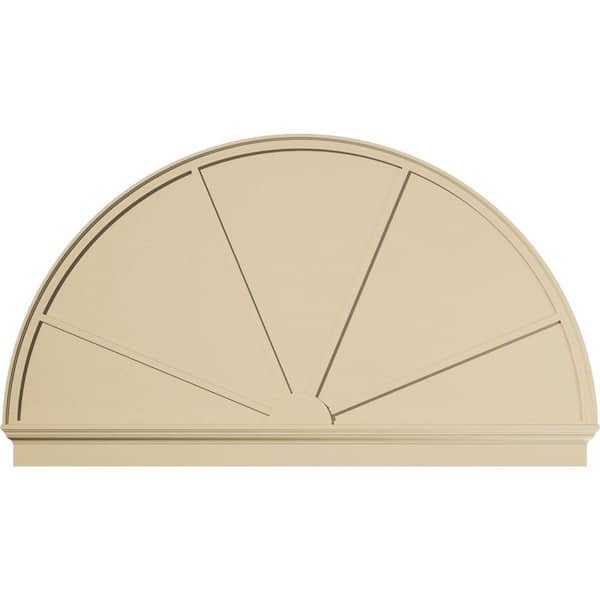 82 in. W x 47-3/4 in. H x 2-3/4 in. P Half Round 4 Spoke Signature Urethane Combination Pediment, Primed Tan