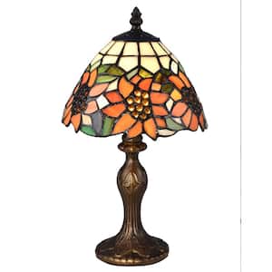 14 in. Discovery Antique Bronze Table Lamp with Tiffany Art Glass Shade