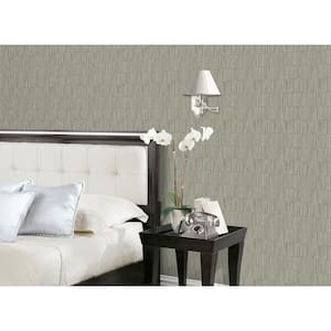 Boutique Collection Beige Shimmery Geometric Bamboo Stripe Non-pasted Paper on Non-woven Wallpaper Sample