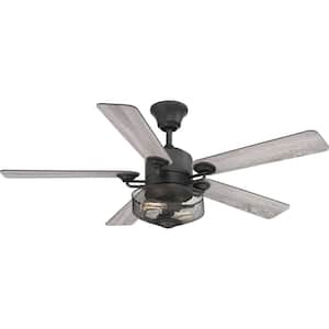 Greer 54 in. Indoor Gilded Iron Transitional Ceiling Fan with 3000K Light Bulbs Included with Remote for Living Room