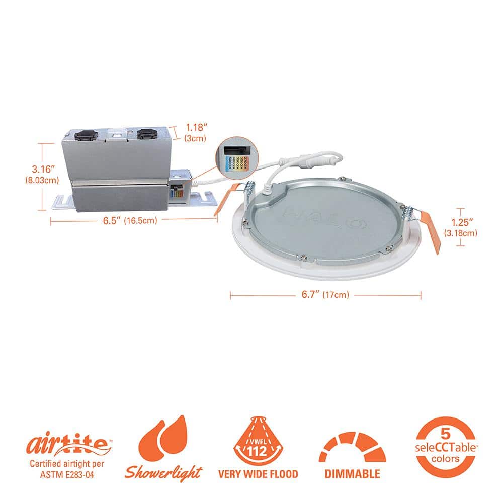 Halo Modern 6" Matte White LED Canless Recessed Downlight Kit